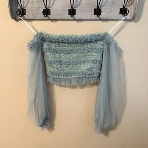 Vici ruffle tulle blouse